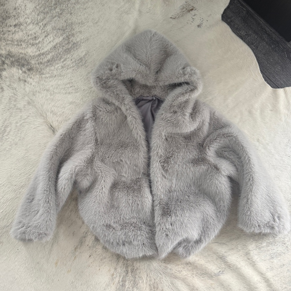Grey fur oversized jacket